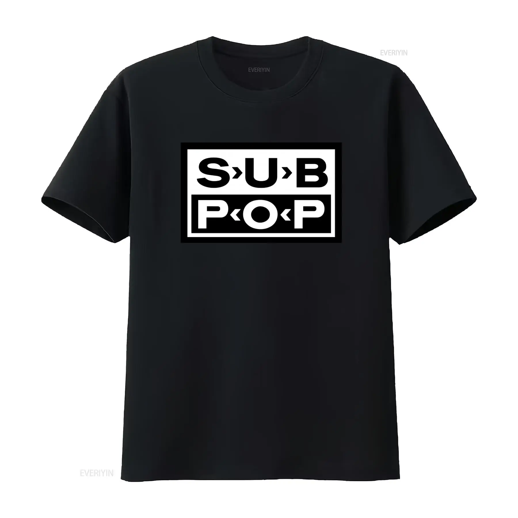 Vintage Fashion Logo - 서브 팝 로고 티셔츠 블랙 화이트