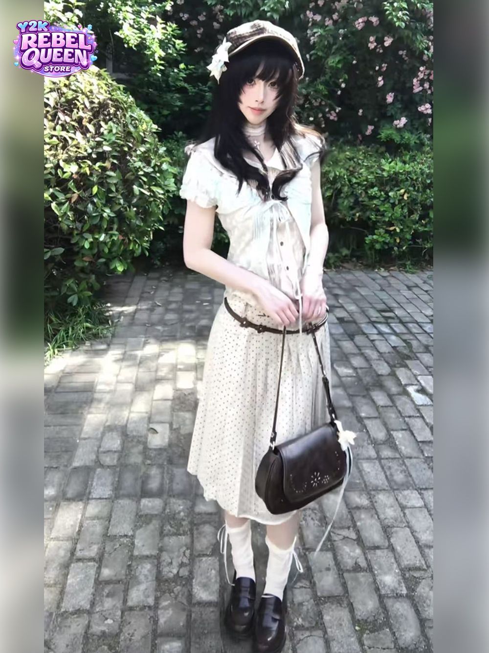 Crop Cardigan Vintage - 일본 빈티지 스위트 코케트 스커트 세트
