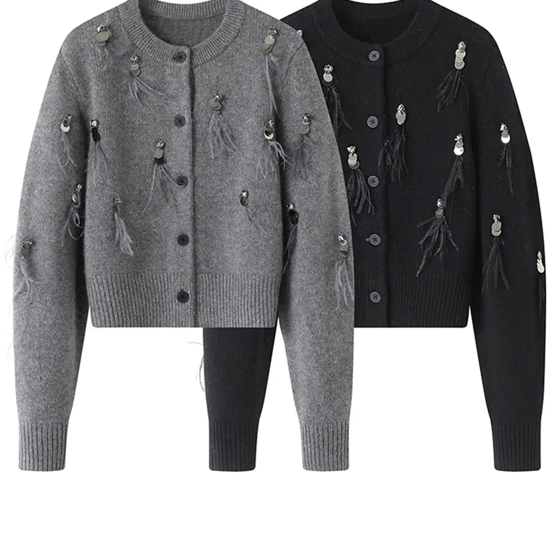 Crop Cardigan Vintage - 가을 겨울 코트 고급 니트 스웨터
