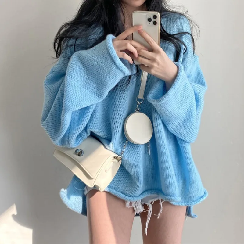 Vintage Fashion Knitwear - 가을 겨울 풀오버 스웨터 여성 니트