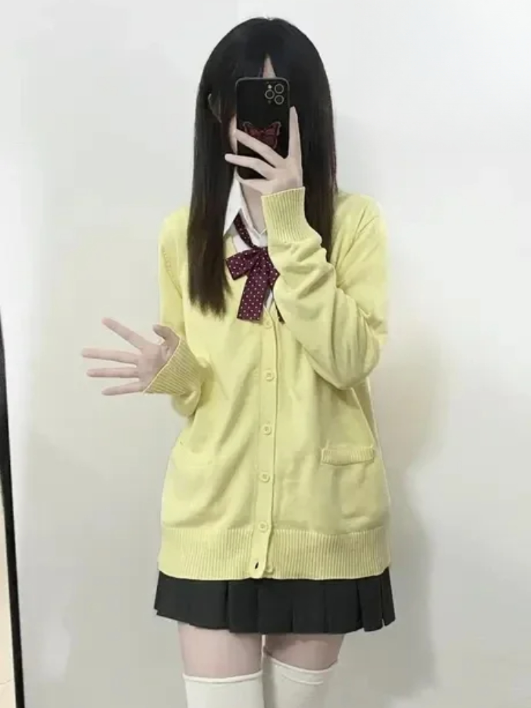 일본 빈티지 긴 소매 여성 귀여운 JK 스웨터 니트 가 - Crop Cardigan Vintage 리뷰 및 가격