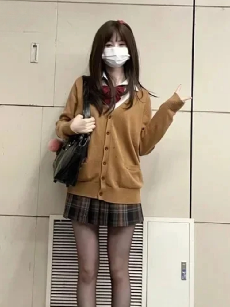일본 빈티지 긴 소매 여성 귀여운 JK 스웨터 니트 가 - Crop Cardigan Vintage 리뷰 및 가격