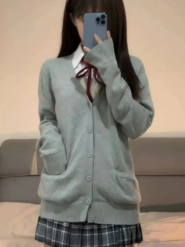 일본 빈티지 긴 소매 여성 귀여운 JK 스웨터 니트 가 - Crop Cardigan Vintage 리뷰 및 가격