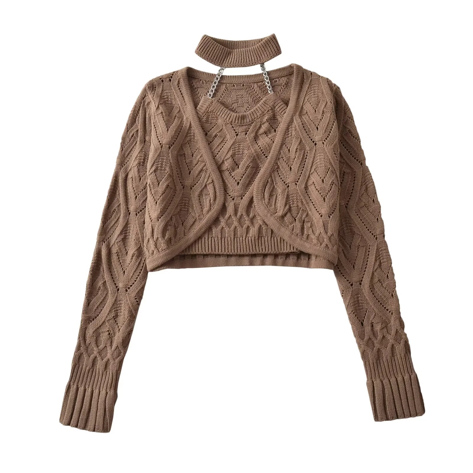 여성 블랙 홀터 크롭 캐미탑 슈트 긴팔 니트 가디건 코 - Crop Cardigan Vintage 리뷰 및 가격
