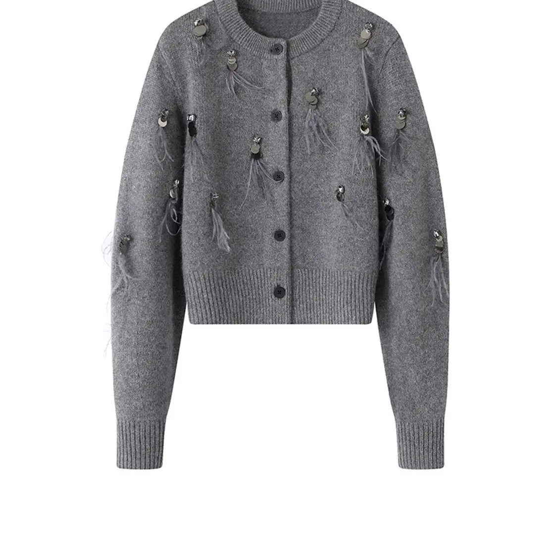 가을 겨울 코트 고급 니트 스웨터 블랙 그레이 니트 가 - Crop Cardigan Vintage 리뷰 및 가격