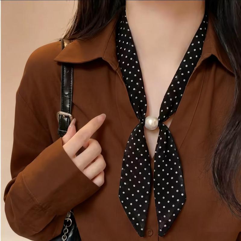 여성용 빈티지 폴카 도트 시폰 비즈 장식 스카프, 가볍 - Vintage Fashion Knitwear 리뷰 및 가격